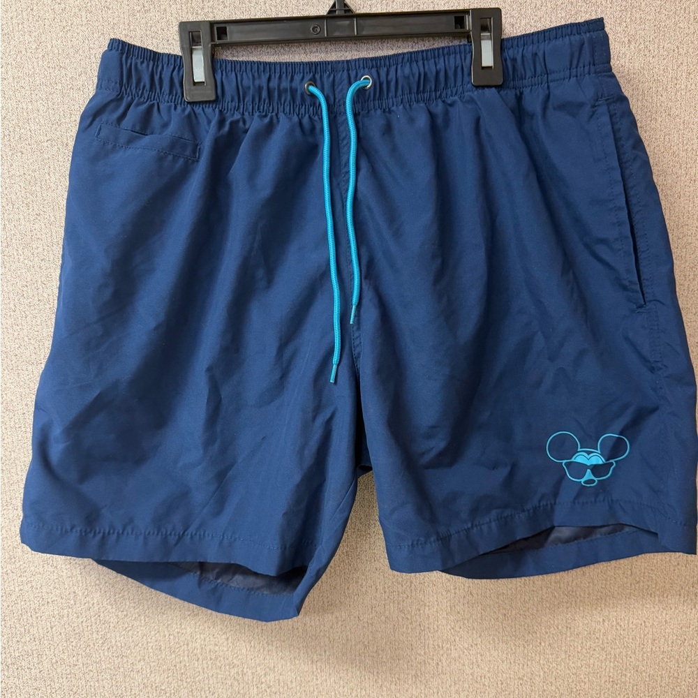 Disney Parks Mens Size Large‎ Mickey Mouse Swim Trunks Navy Blue